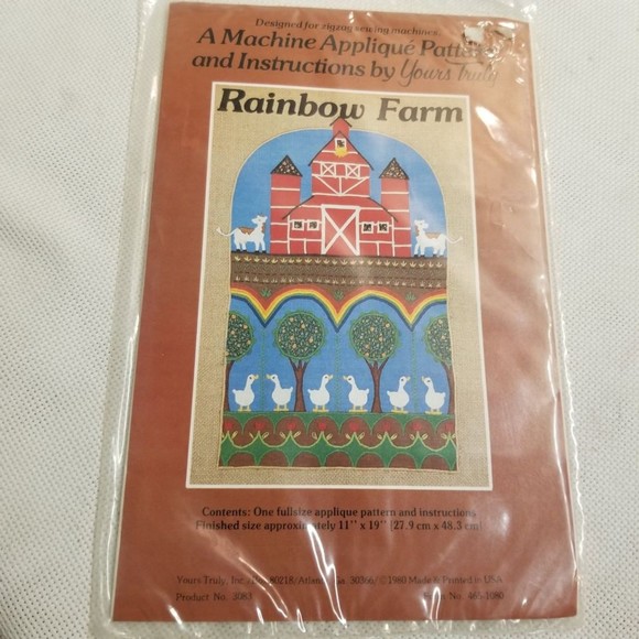 1980 Yours Truly Rainbow Farm applique pattern. New old stock Pat015 - Picture 2 of 5
